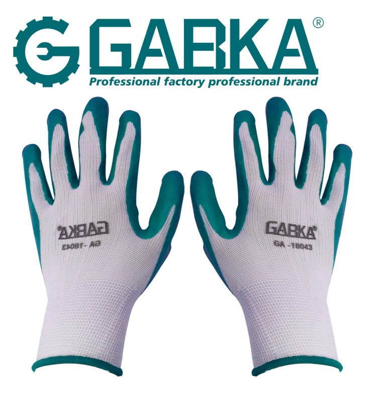 GA-18043 Λευκά Βαµβακερά και Πράσινα Νιτριλικά Γάντια