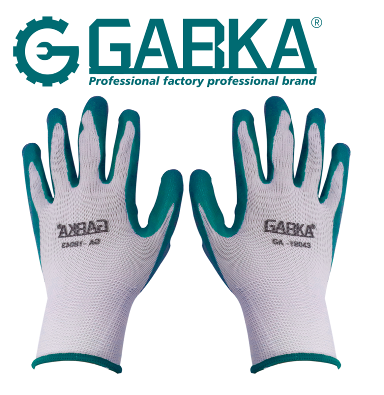 GA-18043 Λευκά Βαµβακερά και Πράσινα Νιτριλικά Γάντια