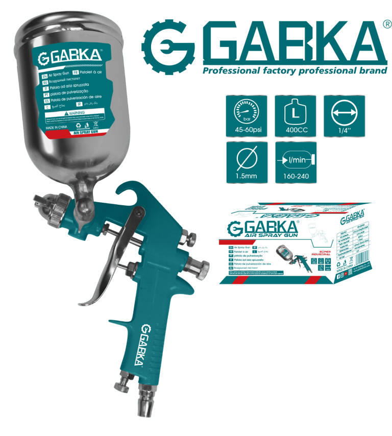 Ga-28043 F75G Spray Gun Top Metal Cup 400cc