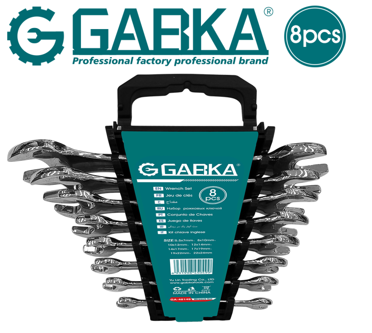 GA-48149 Σετ 8 ΓΕΡΜΑΝΙΚΑ ΚΛΕΙΔΙΑ ΔΙΠΛΟΥ ΑΝΟΙΓΜΑΤΟΣ (Ματ, Πλαστικό Θήκη)