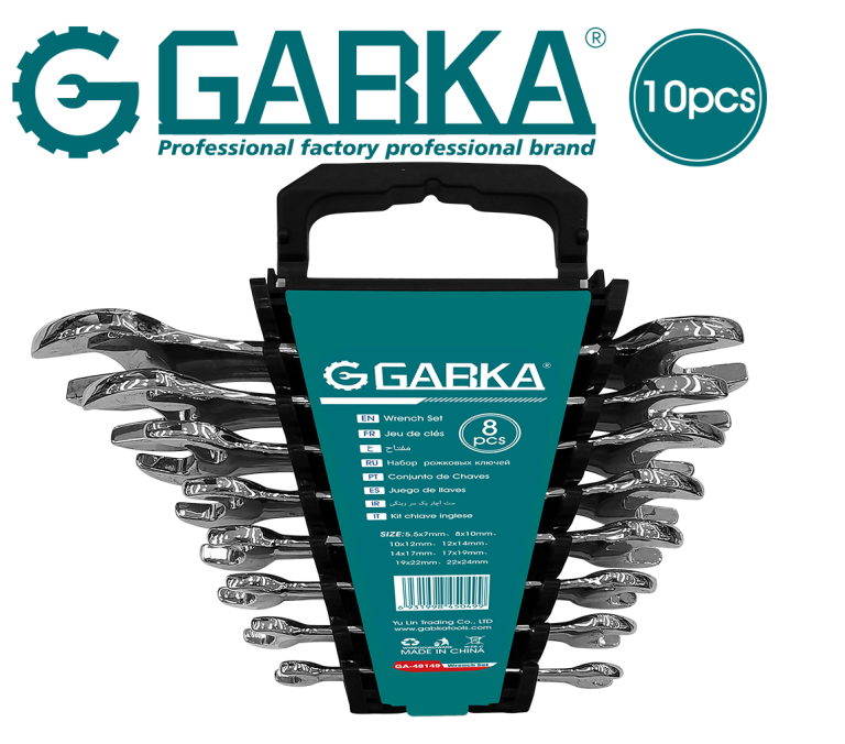 GA-48150 Σετ 10 ΓΕΡΜΑΝΙΚΑ ΚΛΕΙΔΙΑ ΔΙΠΛΟΥ ΑΝΟΙΓΜΑΤΟΣ (Ματ, Πλαστικό Θήκη)