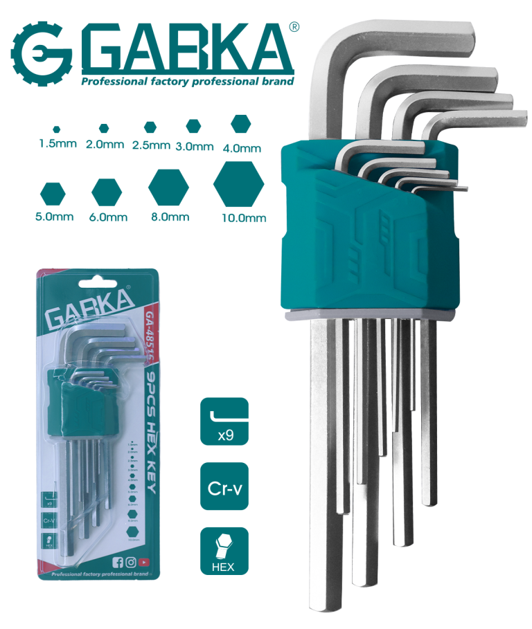 GA-48516 ΣΕΤ Medium Εξαγωνικό κλειδί (Πλαστικό Θήκη)