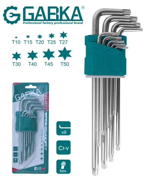 Ga-48519 Long Torx Key Set (Plastic Case)