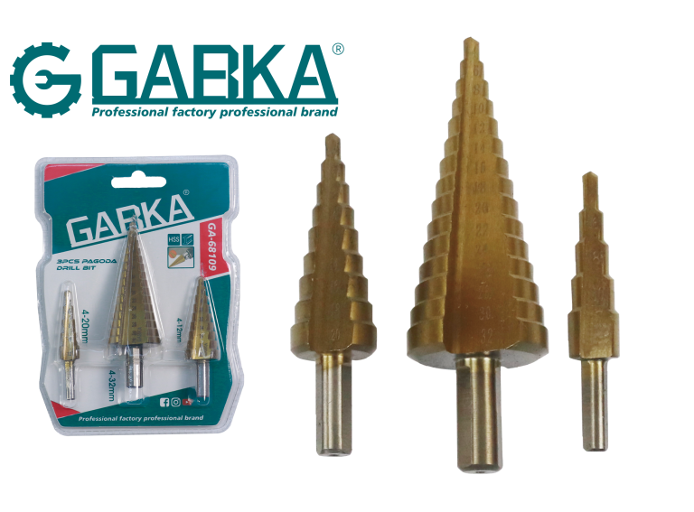 GA-68109 Σετ 3 τεμ. κωνικά τρυπάνια βαθμίδων