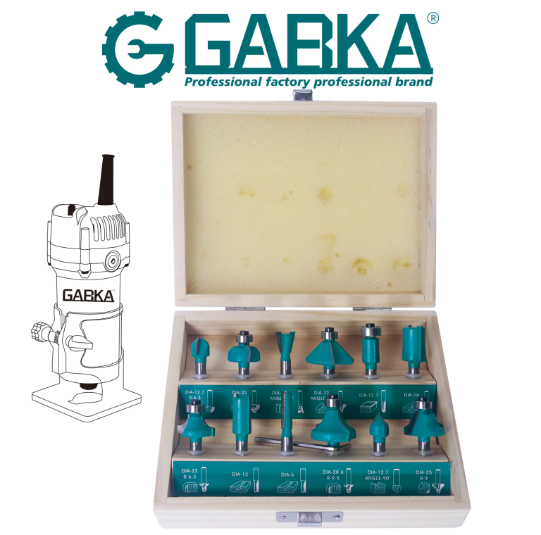 GA-68119 Σετ 12 τεμ. κοπτικά φρέζας ξύλου