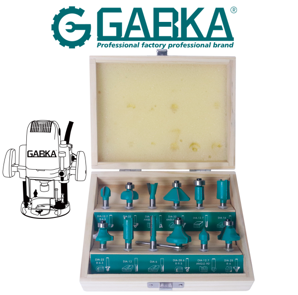 Ga-68120 Set 12 Pcs. Wood Router Bits