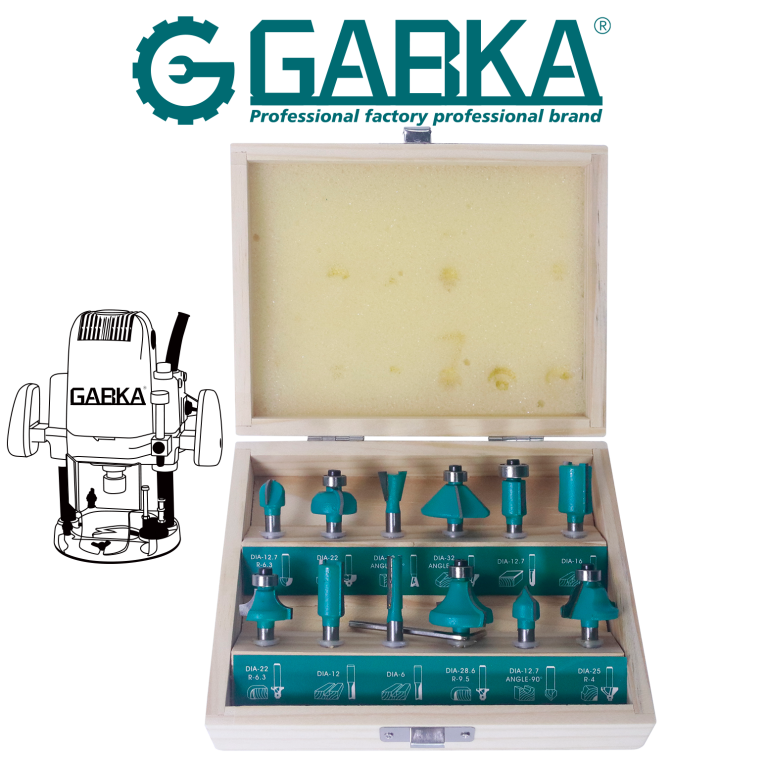 GA-68120 Σετ 12 τεμ. κοπτικά φρέζας ξύλου